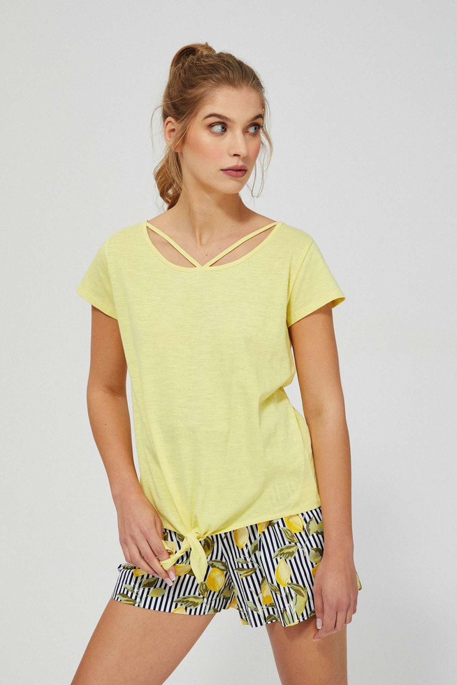 Blouse with a decorative neckline