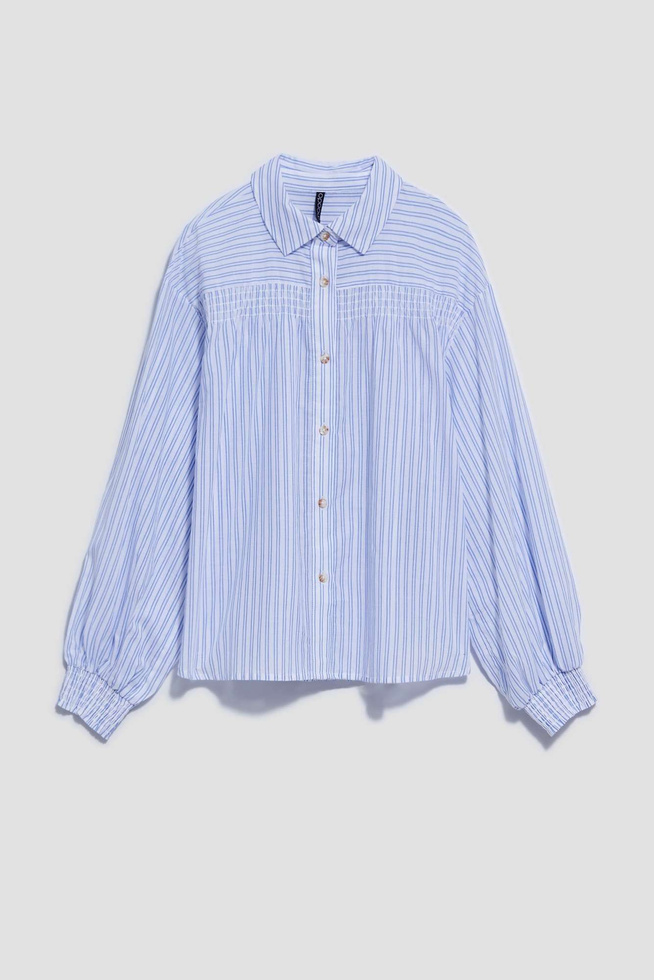 LADIES SHIRT L-KO-4009 WHITE_BLUE