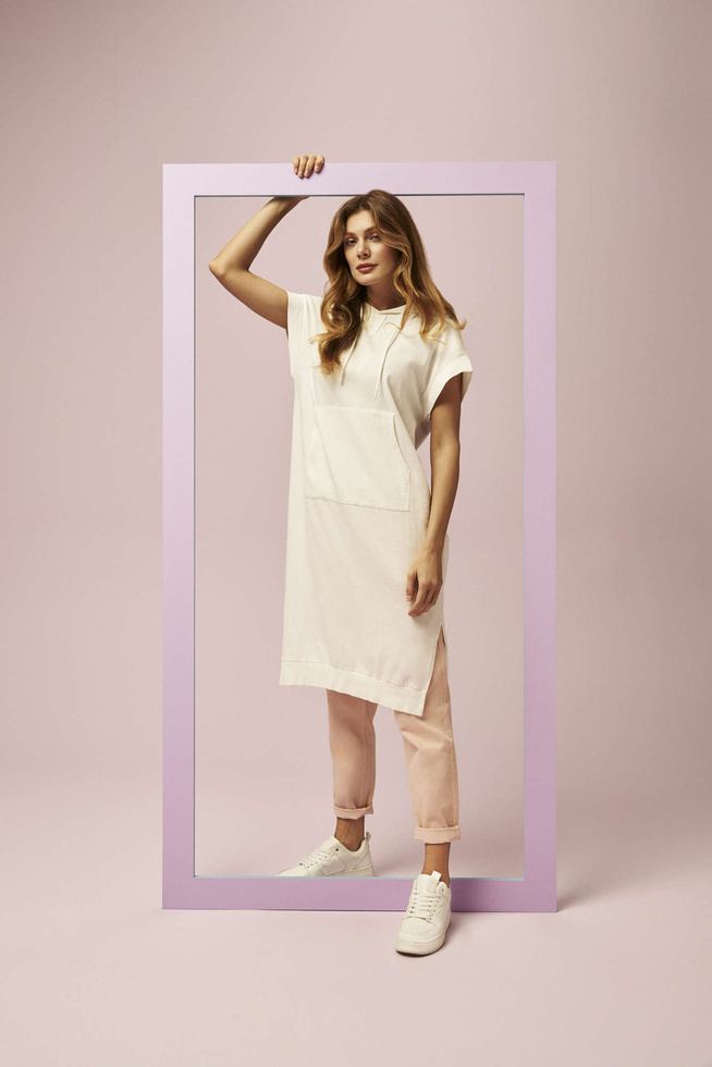 Sweatshirt dress with a hood