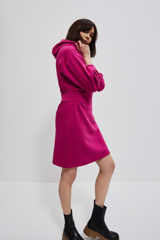 Waisted dress with a hood-set
