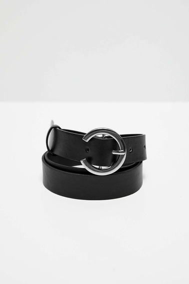 Belt with a silver buckle