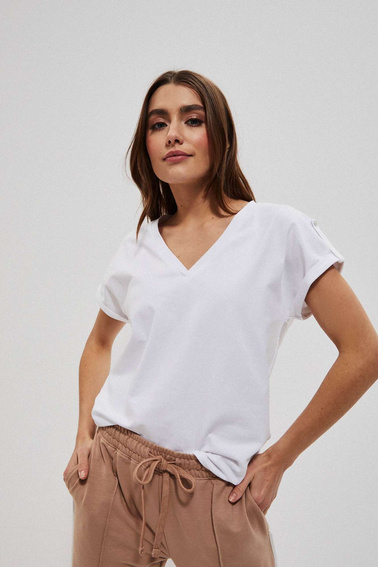Cotton blouse with a V-neck
