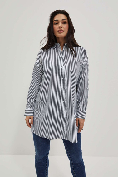 LADIES SHIRT L-KO-4016 WHITE_NAVY