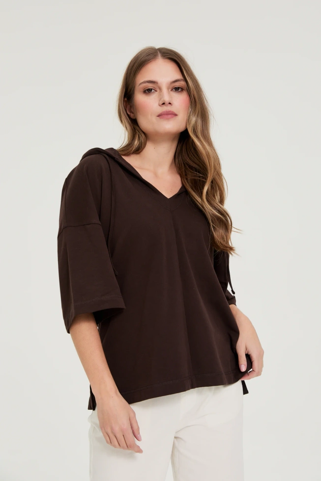 BLUZA DAMSKA L-BL-4918 D.BROWN