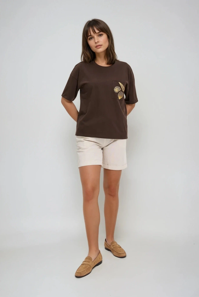 WOMEN'S TSHIRT L-TS-4724 D.BROWN