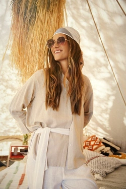 LADIES SHIRT L-KO-4055 D.BEIGE