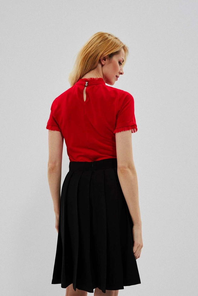Blouse with a frill at the neckline and sleeves