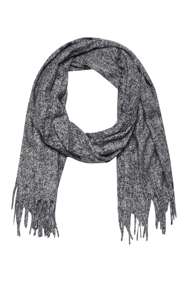 Melange scarf with fringes