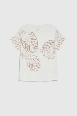 WOMEN'S TSHIRT L-TS-4974 OFF WHITE