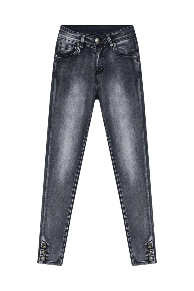 Jeansy medium waist L-JE-3713 GRAPHITE