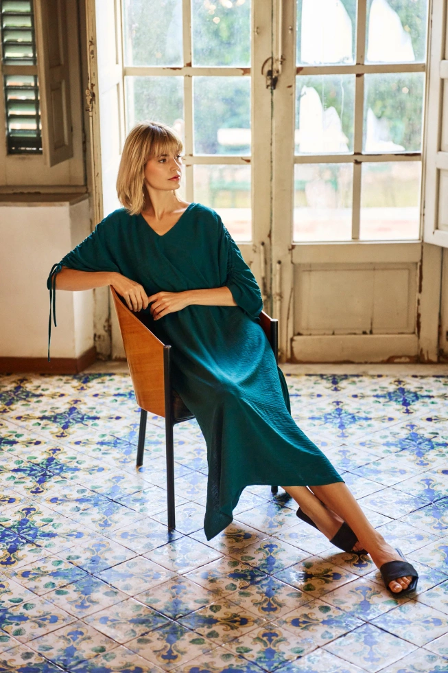 WOMEN'S DRESS L-SU-4640 D.GREEN-set