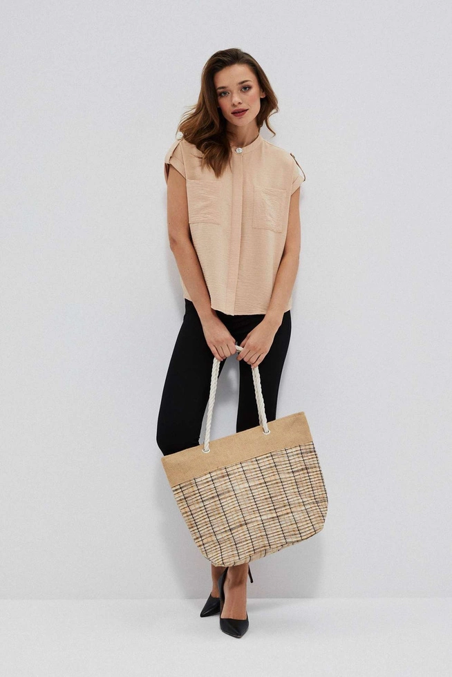 Pleciona torba na ramię L-TO-3725 BEIGE