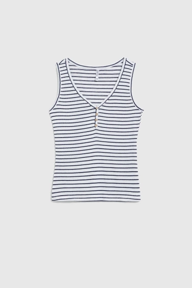 WOMEN'S TOP L-TS-4680 WHITE_NAVY