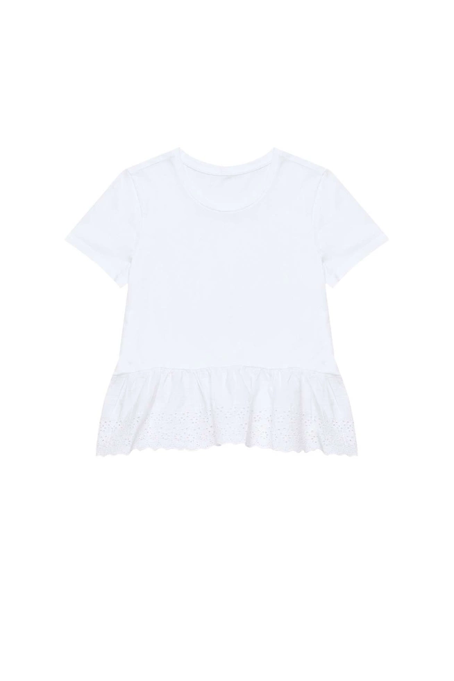 Bawełniana bluzka z falbaną L-TS-3854 WHITE