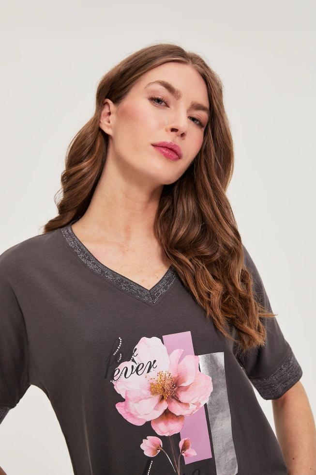 KOSZULKA DAMSKA L-TS-4912 GREY