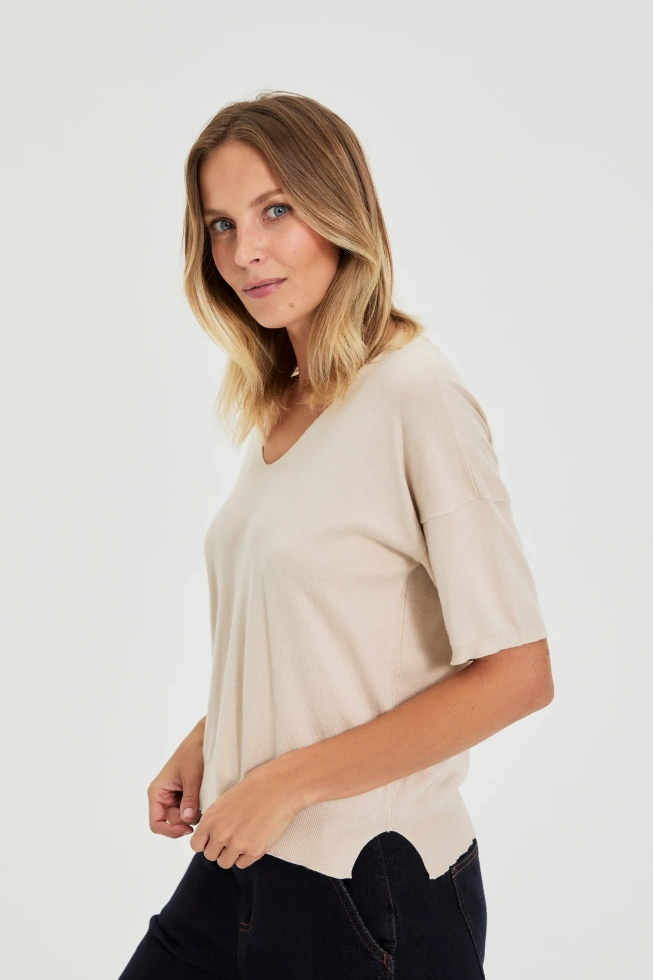 WOMEN'S SWEATER L-SW-4908 L.BEIGE