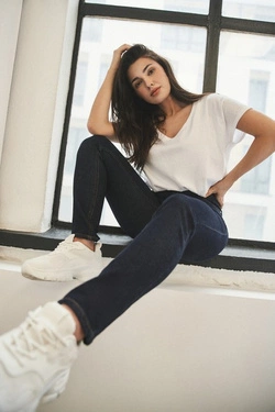 LADIES JEANS L-JE-4011 DARK NAVY