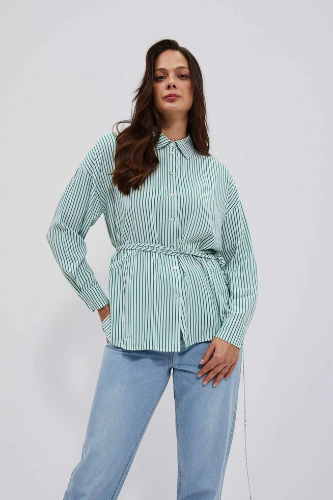 LADIES SHIRT L-KO-4014 WHITE_GREEN