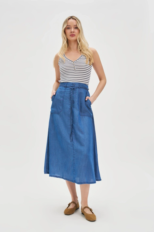 WOMEN'S TOP L-TS-4680 WHITE_NAVY