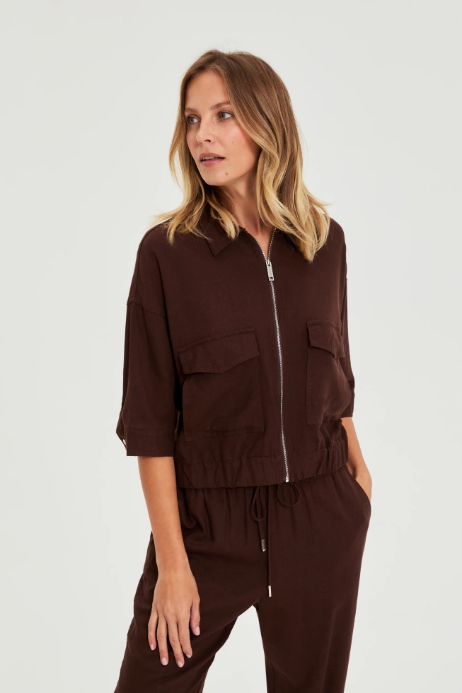 WOMEN'S JACKETS L-KU-4924 D.BROWN