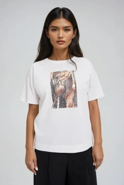 WOMEN'S T-SHIRT L-TS-4749 OFF WHITE-set