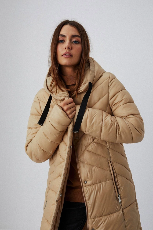 Quilted coat with a hood