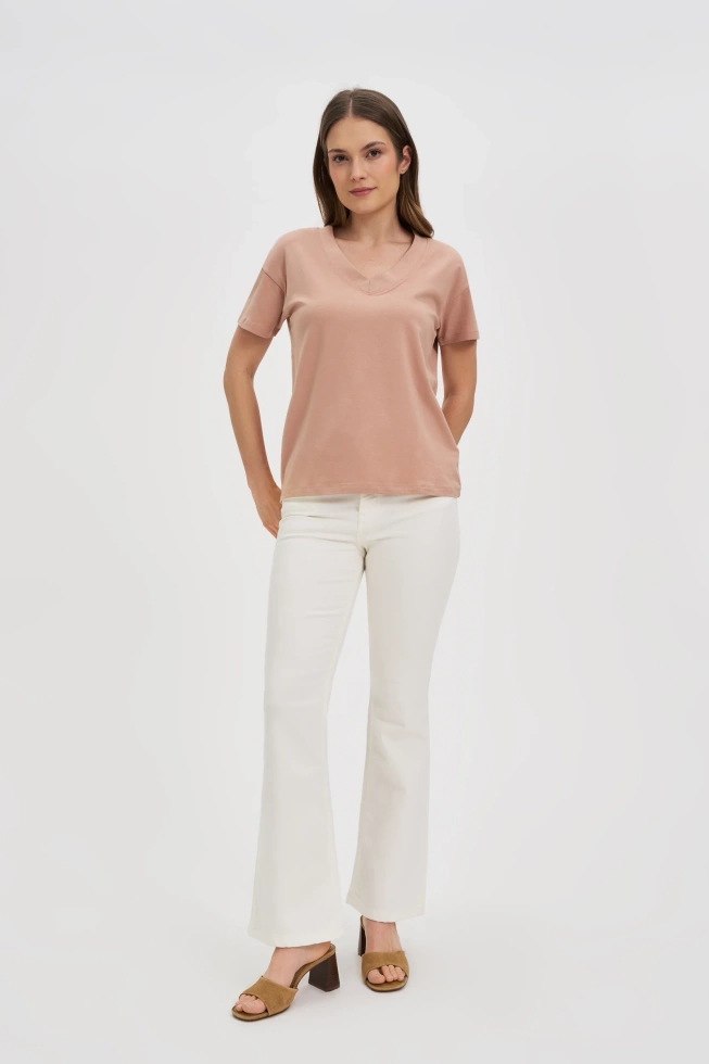 WOMEN'S TSHIRT L-TS-4625 L.BROWN