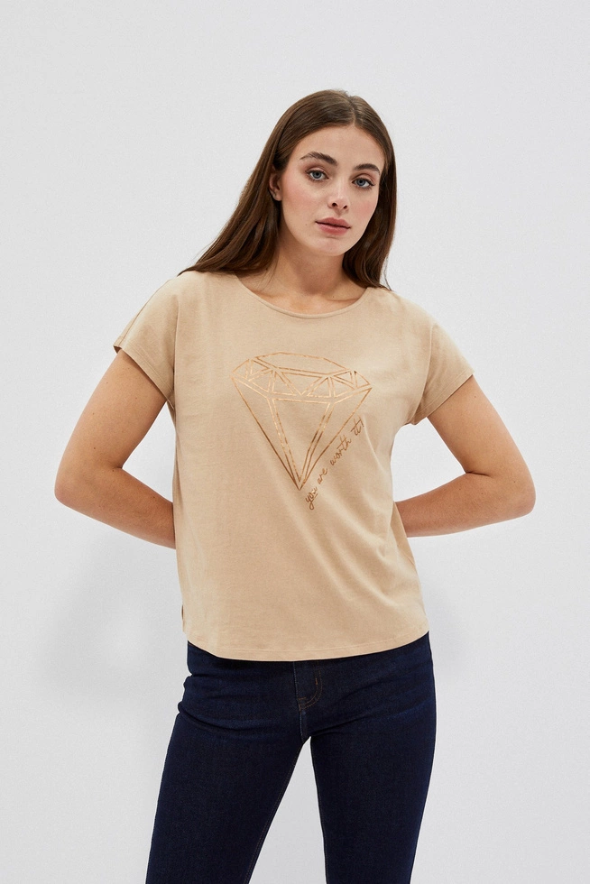 LADIES TSHIRT L-TS-4042 D.BEIGE