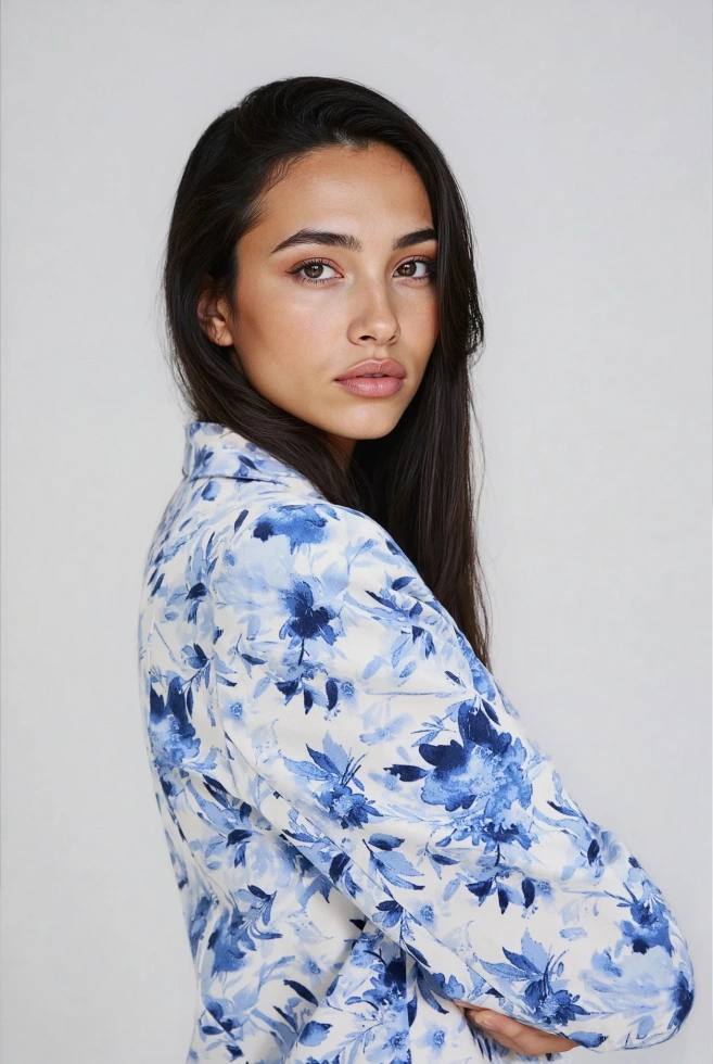 WOMEN'S BLAZER L-MR-4915 L.BLUE