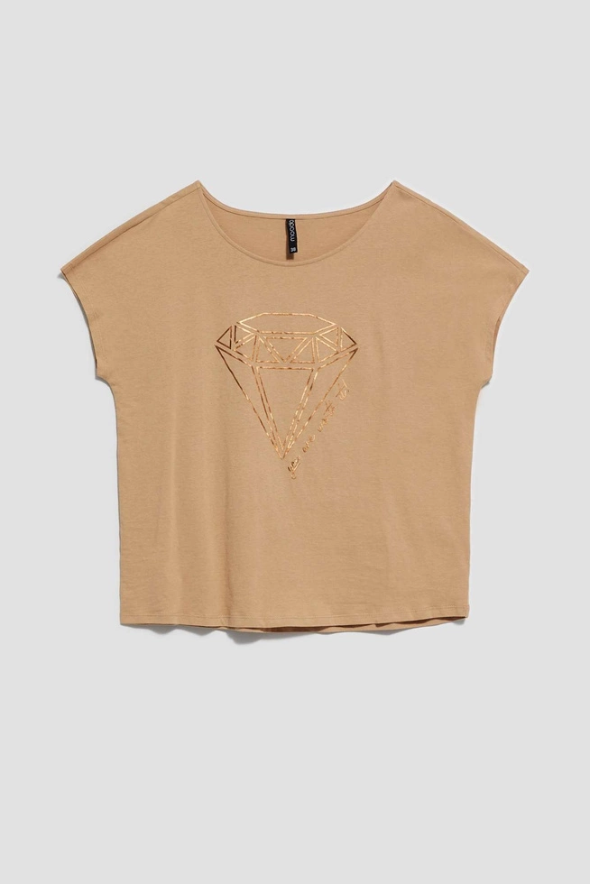 LADIES TSHIRT L-TS-4042 D.BEIGE