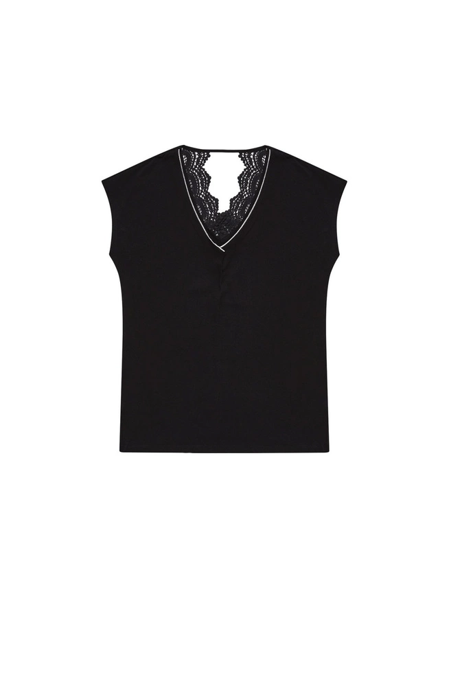 Bluzka z koronką na plecach L-TS-3175 BLACK