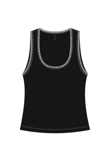 WOMEN'S TOP L-TS-5028 BLACK_OFF WHITE