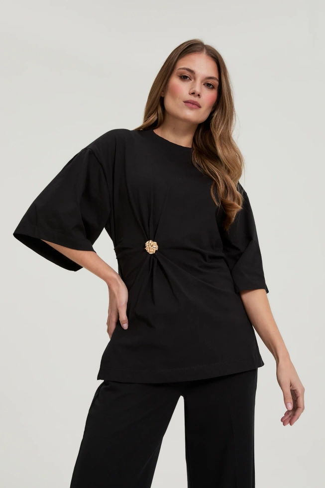 KOSZULKA DAMSKA L-TS-4903 BLACK-pakiet