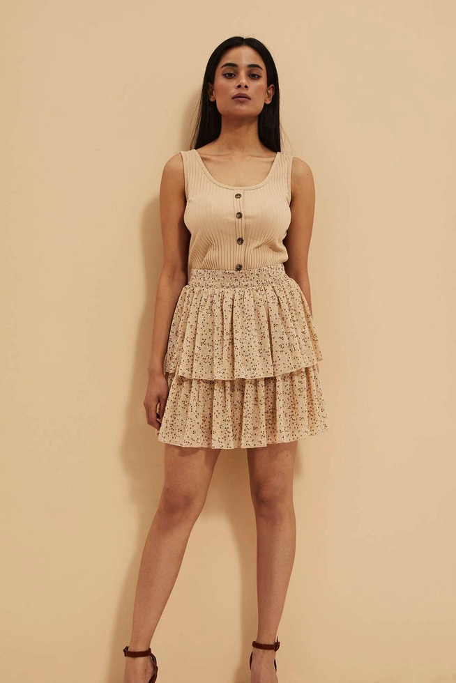 LADIES SKIRT L-SC-4011 D.BEIGE