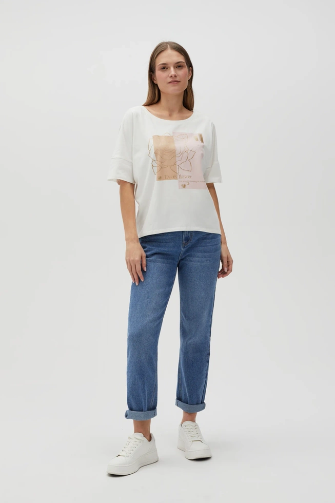 WOMEN'S TSHIRT L-TS-4632 OFF WHITE