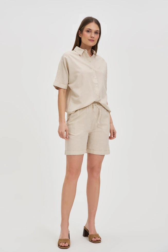 KOSZULA DAMSKA L-KO-4643 L.BEIGE MEL-pakiet