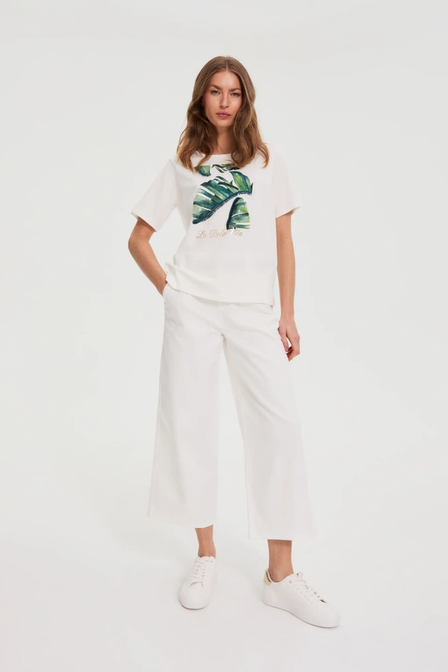 WOMEN'S TSHIRT L-TS-4945 OFF WHITE