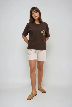 WOMEN'S TSHIRT L-TS-4724 D.BROWN