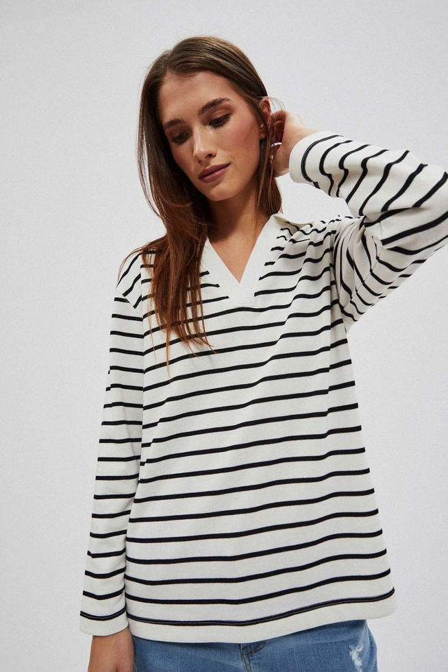 BLUZA DAMSKA L-BL-4011 OFF WHITE_BLACK