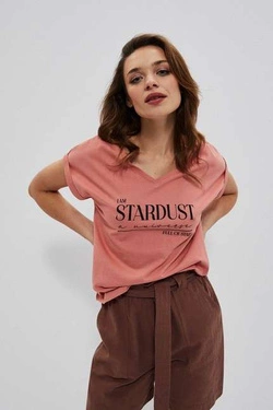 Bawełniana bluzka z nadrukiem L-TS-3786 TERRA COTTA