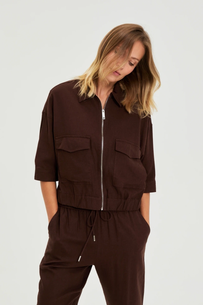 WOMEN'S JACKETS L-KU-4924 D.BROWN
