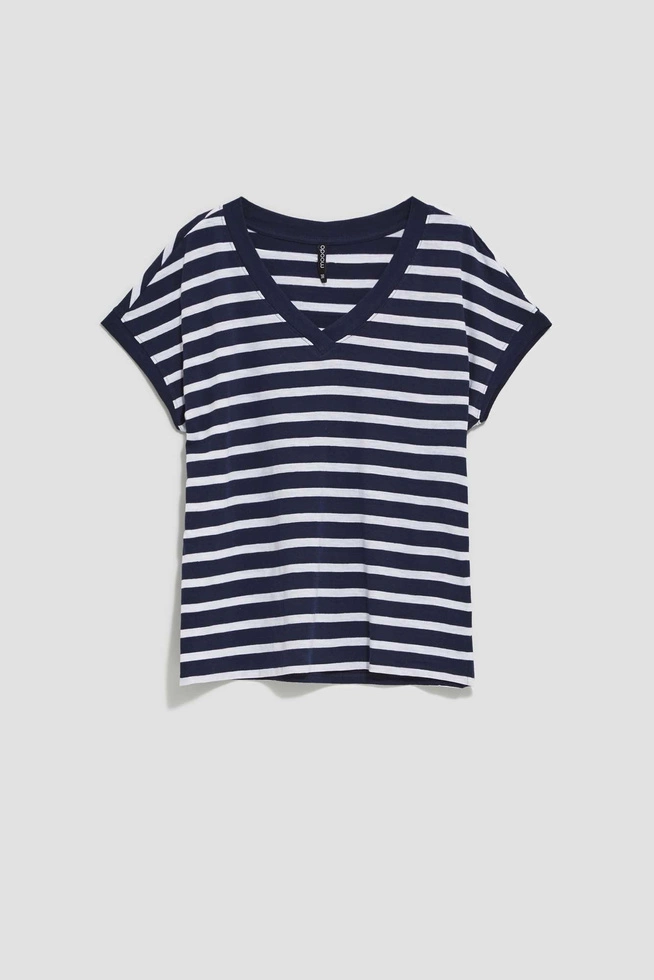 Bawełniana bluzka w paski L-TS-3811 NAVY