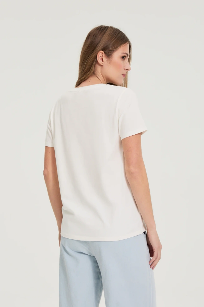 KOSZULKA DAMSKA L-TS-5003 OFF WHITE