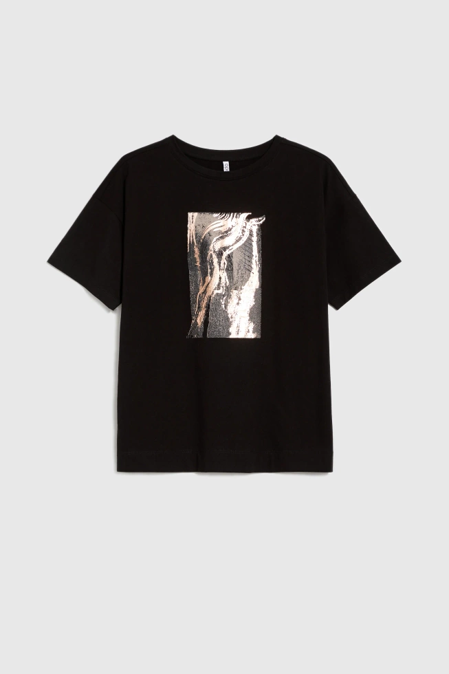 WOMEN'S T-SHIRT L-TS-4749 BLACK