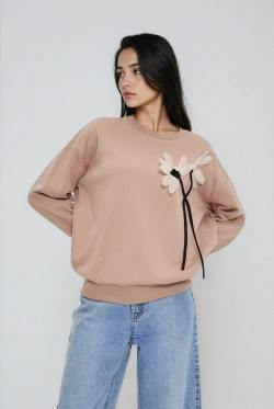 WOMEN'S SWEATSHIRT L-BL-4919 COFFEE