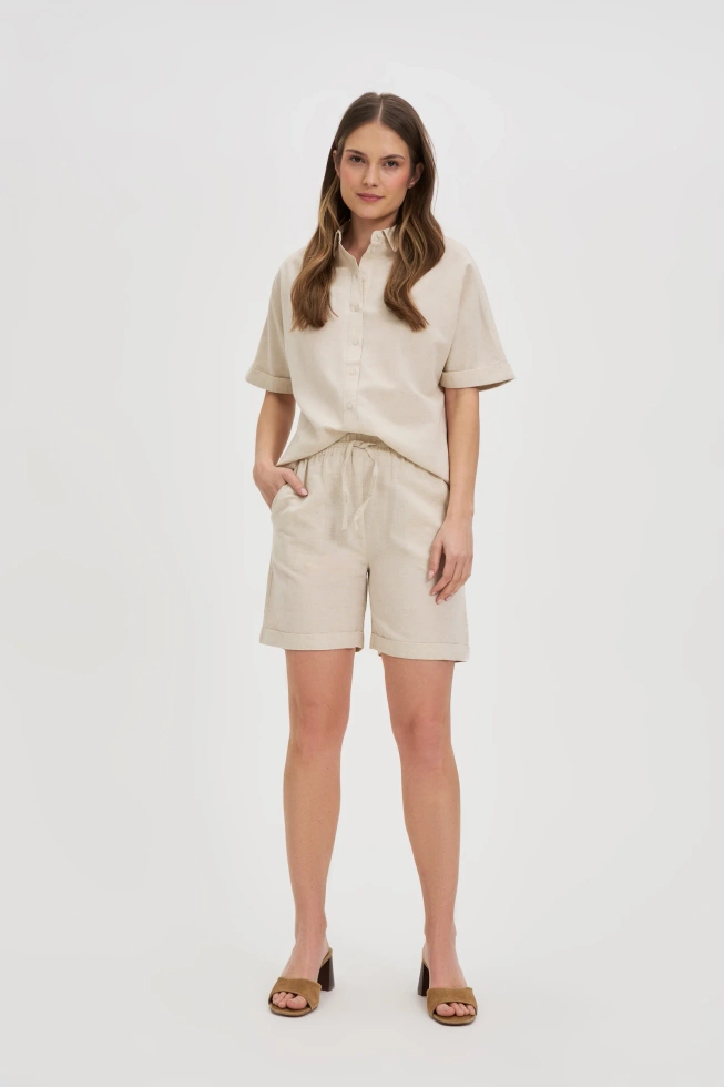 WOMEN'S SHORTS L-SH-4613 L.BEIGE MEL