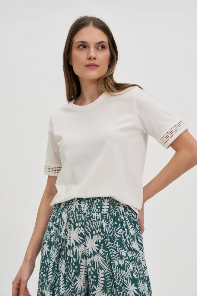 WOMEN'S TSHIRT L-TS-4671 OFF WHITE