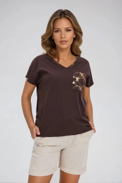 WOMEN'S TSHIRT L-TS-4720 BROWN