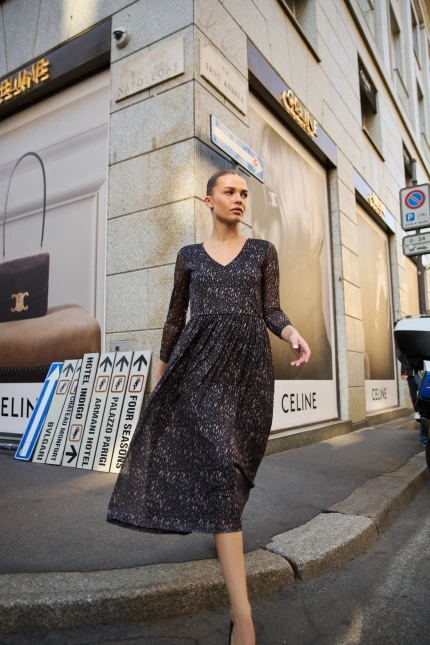 WOMEN'S DRESS L-SU-4904 BLACK