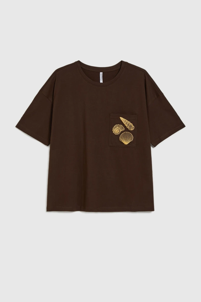 WOMEN'S TSHIRT L-TS-4724 D.BROWN-set